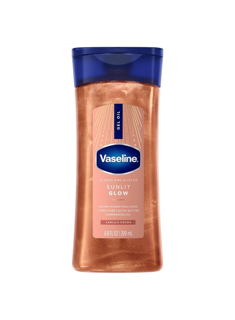 Vaseline Glazed & Glisten Sunlit Glow Body Gel Oil 200ml | Vanilla Cocoa Shimmer | With Ultra-Hydrating Lipids & 100% Pure Cocoa Butter - Image 1